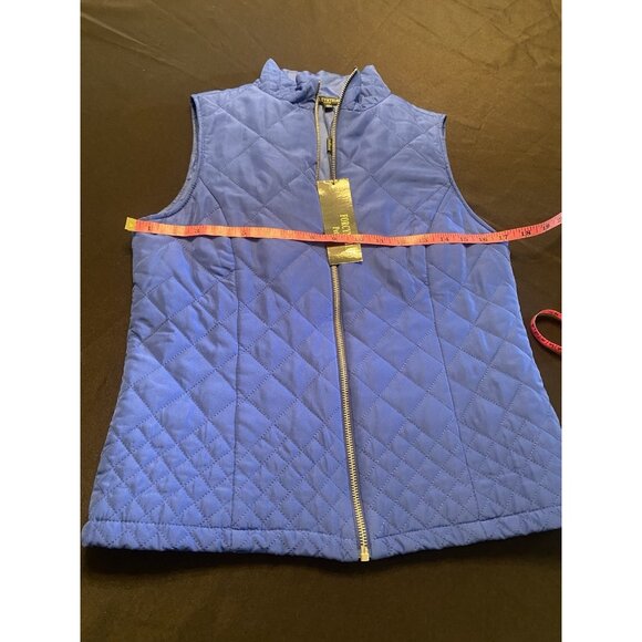 NWT ($79) For Cynthia Womens SZ PS Solid Blue Quilted Fleece Full Zip Vest - Picture 5 of 8